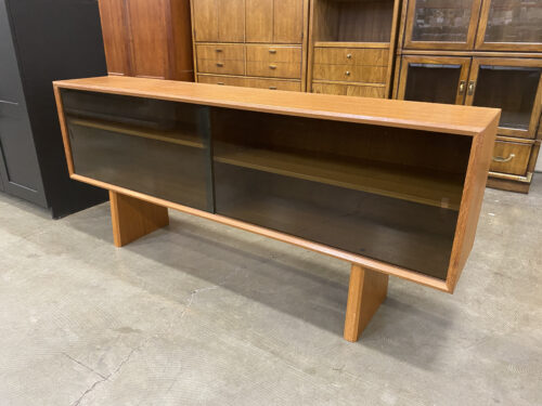 Vintage MCM Teak Media Center with Smoked Glass Doors