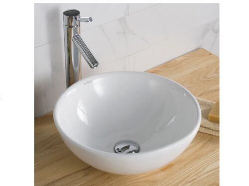 KRAUS White Ceramic Bathroom Sink Vessel