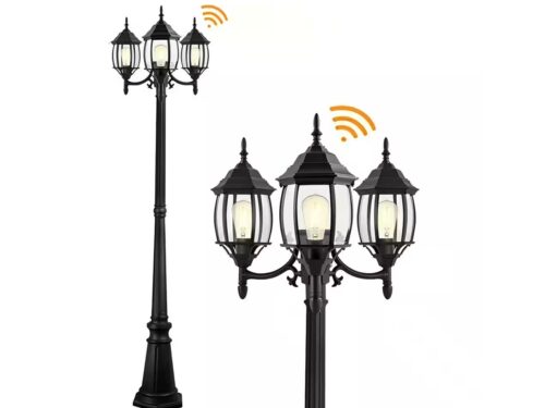 FAYMART 3-Light 85.43"in Matte Black Outdoor Post Light