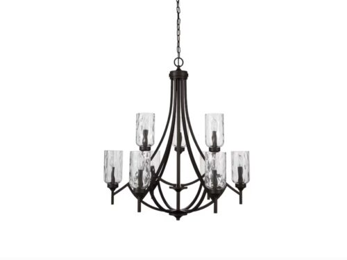 ALLEN + ROTH Latchbury Aged Bronze 9-Light Chandelier