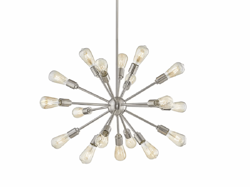 NEW! ORIGIN 21 Grayford Brushed Nickel Mid-Century LED Chandelier