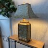 Asian Inspired Bamboo Framed Floral Table Lamp