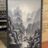 Misty Village Greyscale Original Oil Painting