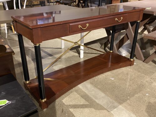 ETHAN ALLEN Sofa Table w/ Gold X Back