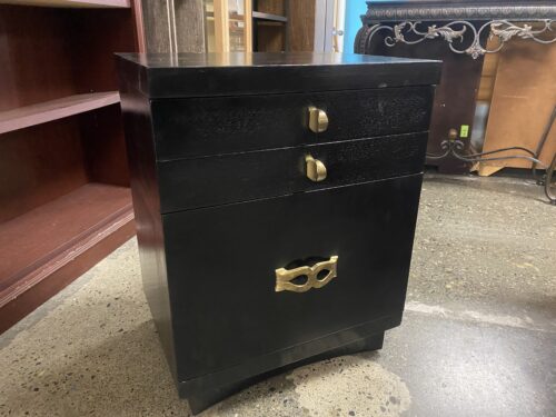 Black Nightstand w/ Unique Gold Accents