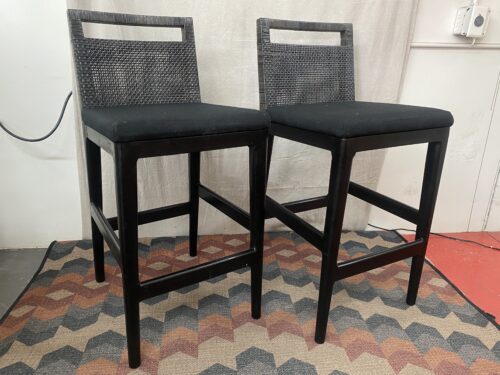 Set of Black Wicker Island Chairs