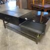 Modern Grey Coffee Table with Partial Glass Top and Riser