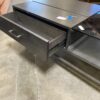 Modern Grey Coffee Table with Partial Glass Top and Riser