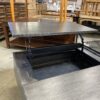 Modern Grey Coffee Table with Partial Glass Top and Riser