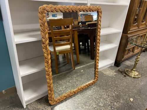 Braided Wooden Framed Hanging Wall Mirror
