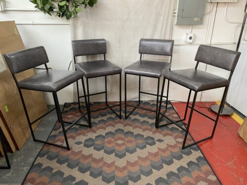 CHARLESTON FORGE Set of 4 Grey & Black Modern Barstools