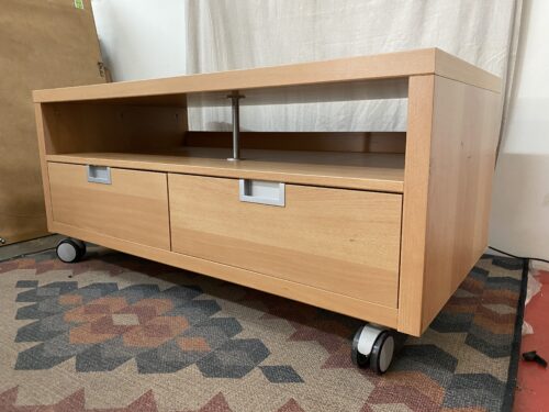 Blonde Rolling 2-Drawer Console Table