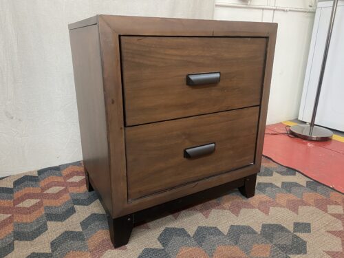 Walnut 2 Drawer Nightstand