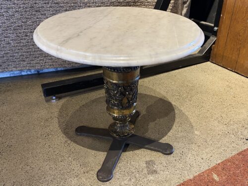 2Pc. Round Marble & Metal Base Accent Table