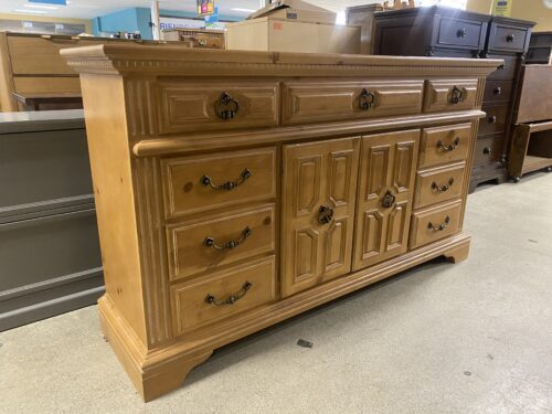 9 Drawer Oak Buffet w/ Center Cabinet