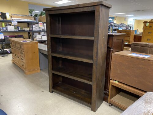 Dark Distressed Rustic Wooden 3-Shelf Bookcase