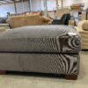 Charcoal Grey Soft Upholstered Ottoman with Wood Block Legs
