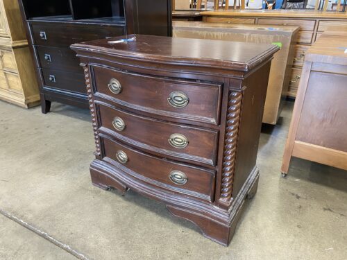 Dark Stain Wood 3 Drawer Nightstand