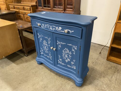 Blue Painted Entryway Table with Storage Cabinet