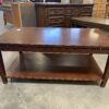 Dark Stain Wood Large Coffee Table with Lower Shelf