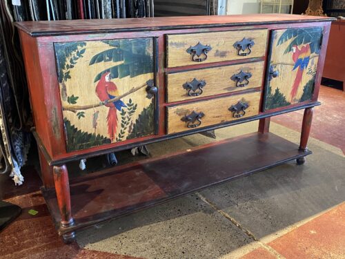 Vibrant Rustic Parrot Buffet/Sideboard