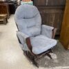 NAOMI HOME Dark Wood Glider Chair w/ Charcoal Gray Cushions