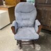 NAOMI HOME Dark Wood Glider Chair w/ Charcoal Gray Cushions