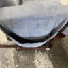 NAOMI HOME Dark Wood Glider Chair w/ Charcoal Gray Cushions