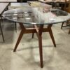 Glass Top Dining Table with Wood Base