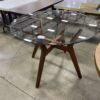 Glass Top Dining Table with Wood Base