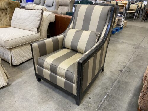 Striped Upholstery Studded Arm Chair