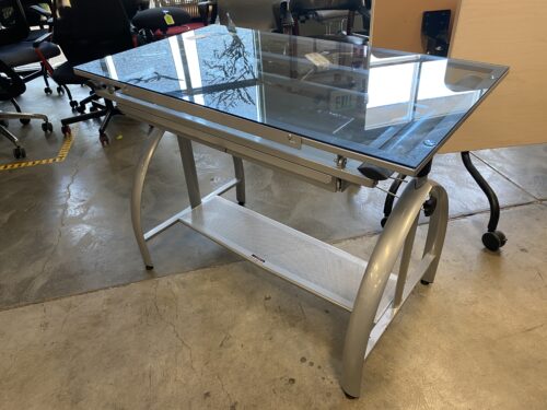 Glass Top Office Desk with Metal Base