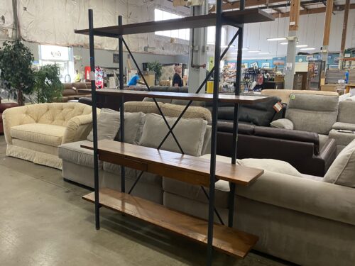 Modern Industrial Dark Wood 4 Tier Display Shelf