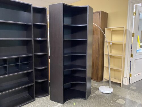 Black Curved 6-Shelf Corner Bookcase