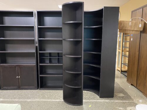 Black Quarter Circle 6-Shelf Corner Bookcase