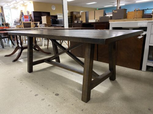 Dark Distressed Rustic Wooden Rectangle Dining Table