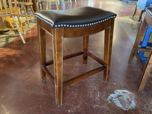 Low Brown on Brown Stud Trim Stool