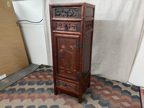 Ornate Vintage African Hand Carved Wooden Cabinet