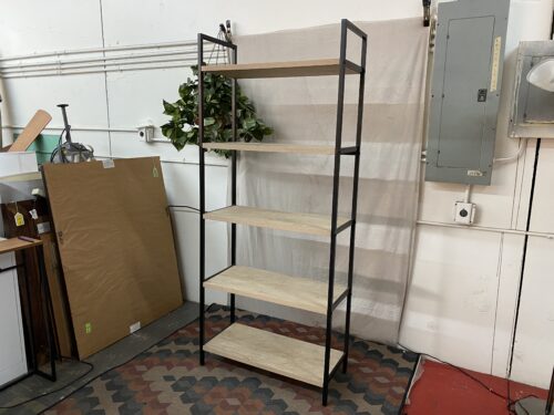 Weathered Metal & Wood Grey 5-Shelf Bookcase