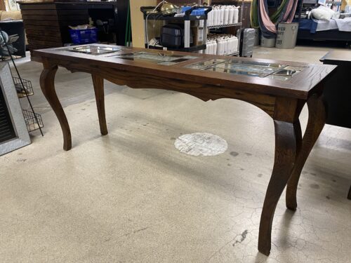 Rustic Wood Accent Table w/ Stained Glass Inlay