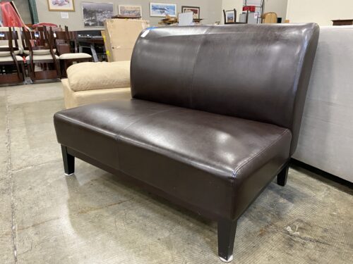 NOBLE HOUSE Darcy Brown Leather Armless Loveseat Bench