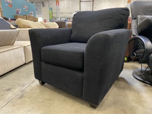 Fuzzy Black Fabric Modern Arm Chair