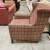 Red and Yellow Bullseye Patterned Wing-Back Accent Chair