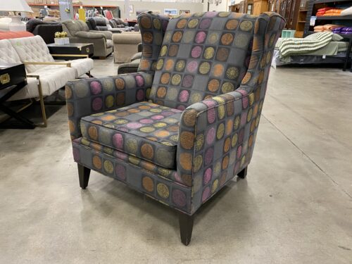 Rainbow Geometric Patterned Wing Back Arm Chair