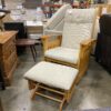 Light Grey Cushioned Wood Framed Gliding Rocker