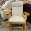 Light Grey Cushioned Wood Framed Gliding Rocker