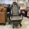 DOWINX Brown Leather Gaming Chair with Pull Out Footstool