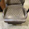 DOWINX Brown Leather Gaming Chair with Pull Out Footstool
