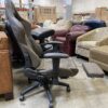 DOWINX Brown Leather Gaming Chair with Pull Out Footstool