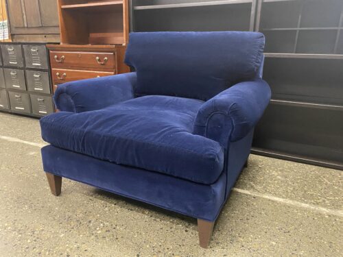 Oversized Velvet Royal Blue Armchair